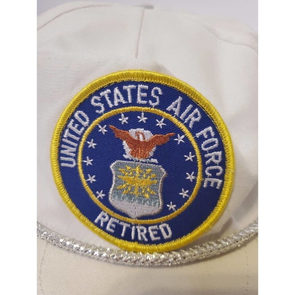 United States Air Force Retired Embroidered Hat Cap Adjustable White Gold Blue - Picture 5 of 7